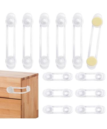 12 Pieces Baby Safety Locks Baby Safety Cupboard Strap Multifunctional Child Safety Latches Transparent Baby Safety Strap Lock for Cabinet Drawer Cupboard (2 Sizes)
