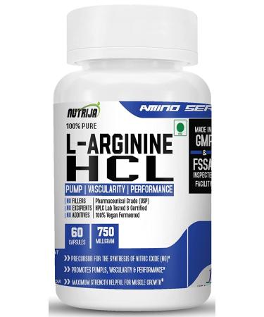 NutriJa L-Arginine HCL Capsules - Highest Bioavailability Form of L-Arginine | Maximum Strength Nitric Oxide Precursor (120 Capsules)