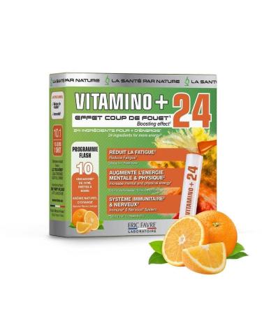 VITAMINO + Unicadoses - Multivitamin Complex A B C D3 E Minerals Amino Acids Immunity Fatigue - Ready to Drink Orange Flavor - Eric Favre