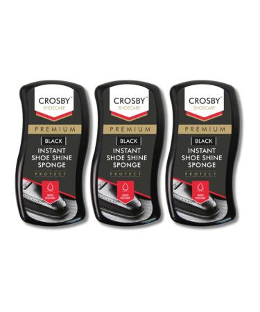 3 Pack Crosby Black Instant Shoe Shine Sponge
