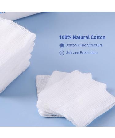 JMU Cotton Gauze Pads 2x2 8-Ply Non-Sterile Surgical Sponges 200pcs - First Aid Wound Dressing, Dental Gauze Pads - 200 Count - Buy Online on GoSupps.com