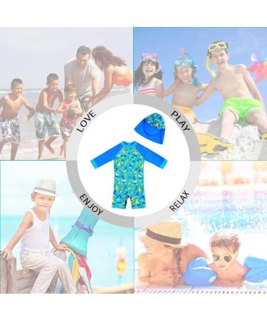UPF 50+ Blue Dinosaur Baby Swimwear | Snap Bottom One Piece Swimsuit for Boys/Girls 12-18 Months - Buy Online on GoSupps.com