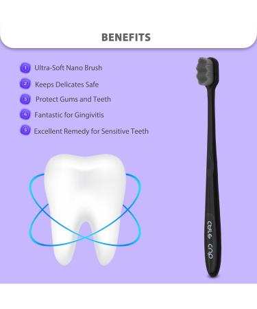Carecub Black Zigzag Toothbrush - Ultra Soft 10 000 Nano Bristles for Sensitive Teeth & Gum Recession - Manual Operation for Adults - International Shipping Available - Buy Online on GoSupps.com