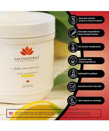 Hay s Naturals BuildUp - Advanced Amino Acid Complex | Premium BCAA Powder for Lean Muscle Growth Strength & Recovery | 30 Servings | Natural Lemon Flavor - Buy Online on GoSupps.com