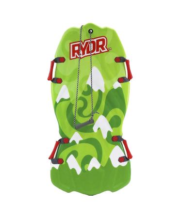 45 Inch Molded Snow Sled - Two Riders Kids Winter Foam Sled Downhill Toboggan Sleds Plastic Sledding Board Xtreme Heavy Duty Racer Sleigh for Children 45 Lime