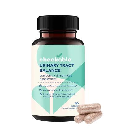 Checkable Health D-Mannose UTI Supplements - Bladder Health and Urinary Tract Cleanser Vitamins for Men and Women - 1350mg with D-Mannose and Cranberry - 60 Capsules 60 Count (Pack of 1)