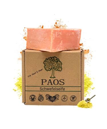 Paos sulfur soap natural soap acneading hair soap approx. 1550g natural product no chemical additives sulfur recommended for acne pimples hair loss and neurodermatitis - Buy Online on GoSupps.com