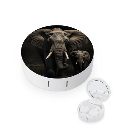 Contact Lens Case Elephant Black Print Plastic Contact Lens Case contact Lens Care Box ontact Lens Travel Box