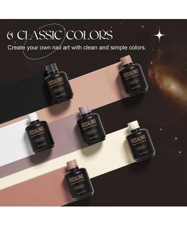 ROSALIND 6PCS White Black Gel Nail Polish Set - Neutral Fall Nude Colors - Soak Off Brown Gel Polish for All Season - Skin Tones Nail Art - Buy Online on GoSupps.com