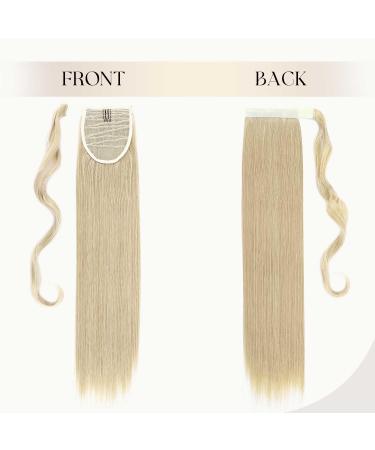 Pference Extensions: 58cm Clip-in Ponytail Extensions - Real Hair Braid Art in Smooth Ash Blonde & Bleach Blonde Mix - Buy Online on GoSupps.com