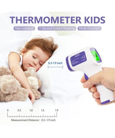 Medical Grade No-Touch Forehead Thermometer for Adults and Kids - 1 Sec Reading, 3-in-1, Fever Alarm, Mute Mode, FDA Certified - Purple - Buy Online on GoSupps.com