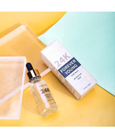 Ammuri Forever Young 24K Gold Serum antiaging antiwrinkles collagen hydrating skin care serum fights pigmentation uneven skin tone and dark circles 30 ml - Buy Online on GoSupps.com