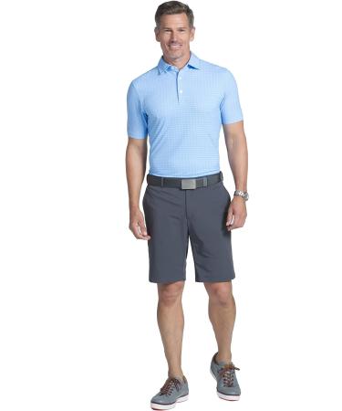 IBKUL Men's Athleisure UPF 50+ Icefil Cooling Polo - Charcoal/Lavender Curled Waves (Modern Fit, Size Large) - Buy Online on GoSupps.com