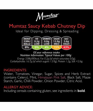 Mumtaz Saucy KEBAB Chutney Dip Pack of 3x250g Ideal For Dipping Dressing & Spreading. - Buy Online on GoSupps.com
