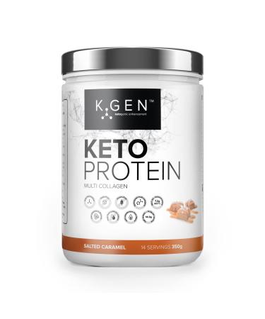 K-GEN Keto Collagen Protein Powder Advanced Salted Caramel Powder with Multi Collagen Blend Coconut MCT Vitamin C + B6 Stevia | UK Made for Keto Paleo & Primal | Free-from: Sugar & Gluten Salted Caramel 350g 350 g (Pack of 1)