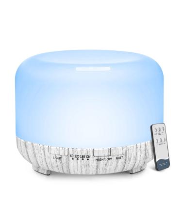 YIKUBEE Essential Oil Diffusers Diffusers for Essential Oils Large Room Home 500ml Aromatherapy Diffuser with Remote Control White Wood Grain - Buy Online on GoSupps.com