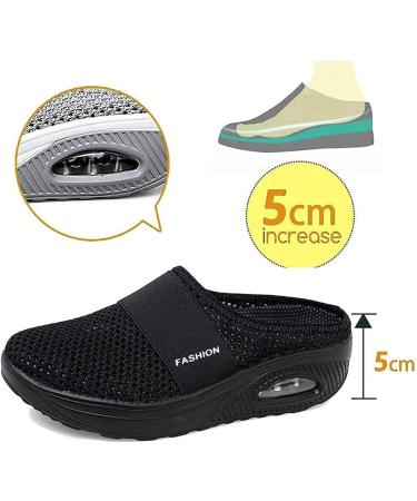 Hopomart Women's Air Cushion Slip-On Walking Shoes - Orthopedic Diabetic Shoes for Swollen Feet - Size 8.5 Black - Buy Online on GoSupps.com