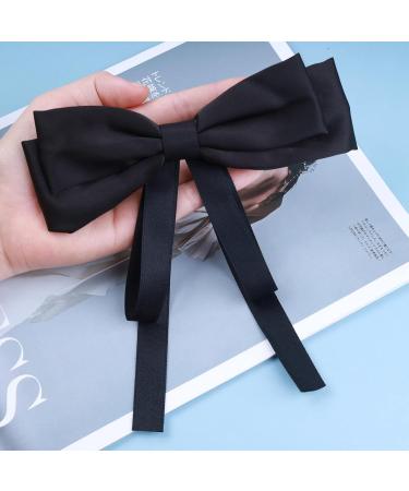 Inilbran Vintage Silk Bow Hair Clips Black Bowknot Hair Barrettes French Silk Hair Clip Barrette Retro Bow Hair Accessories French Bowknot Clip Headpiece for Women and Girls Headdress - Buy Online on GoSupps.com