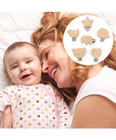Premium Wood Pacifier Clips Set - 6 Pieces | Durable & Safe Baby Pacifier Clips - Buy Online on GoSupps.com