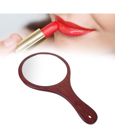 Vintage Wooden Handle Hand Mirror - Red Handheld Vanity Mirror for Hairdressing, Makeup, and Grooming - Buy Online on GoSupps.com