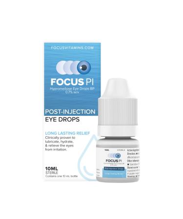 Focus Vision Supplements - Focus PI Post-Injection Eye Drops (10ml Bottle) Support Macular Health Lubricating Eye Drops Long Lasting Hydration 0.34 Fl Oz (Pack of 1)