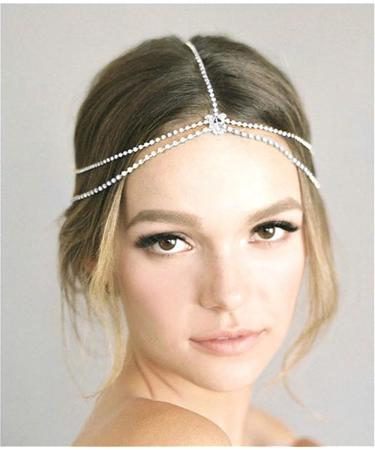 Sither Women Head Chain Forehead Jewellery Headband Chain for Festival Halloween Headpiece Head Jewellery Gypsy Indian Headband Headchain Hair Jewelry (silver)