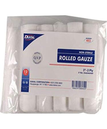 Dukal Rolled Gauze 3"x5yd 2 ply Non-Sterile 12/bag