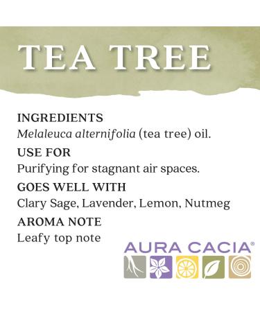 Aura Cacia 100% Pure Tea Tree Essential Oil 15 ml | GC/MS Tested | Melaleuca alternifolia | International Shipping Available - Buy Online on GoSupps.com