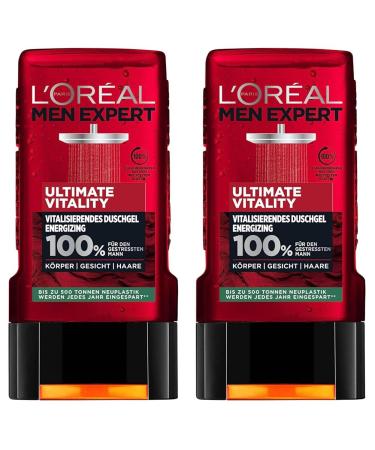 L'Or al Men Expert shower gel for body face and hair ICE effect and extra cooling kick for men Ultimate vitality 1 x 250 ml (pack with 2) 250.00 ml (2-pack)