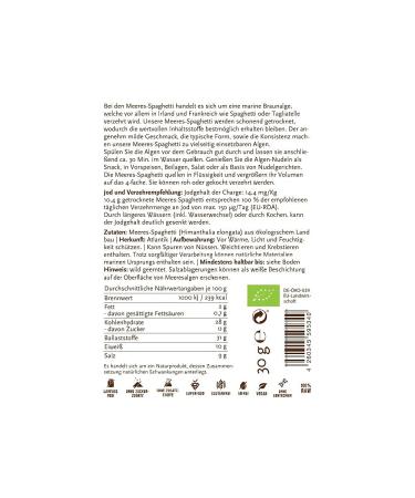 Organic Sea Spaghetti Algae Noodles - Premium Gluten-Free Raw Vegan Paleo | Pureeraw 30g Dried Brown Seaweed Noodles - Buy Online on GoSupps.com