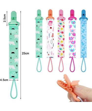 Aolso 5pcs Baby Pacifier Chain Dummy Clip Set with Plastic Clasp - Unisex Teething Toy Holders - Buy Online on GoSupps.com