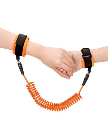 TOYESS 2.5M Anti Lost Wrist Link Belt 360 Rotate Security Elastic Wire Rope for Baby and Toddler Reins Safety Leash Wristband/Hand Harness for Walking and Travel Outside (Orange)