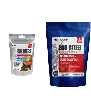 Nutrafin Bug Bites Colour Enhancing Formula (1.4-2.0 mm) + Cichlid Formula (5-7 mm) Fish Food Bundle