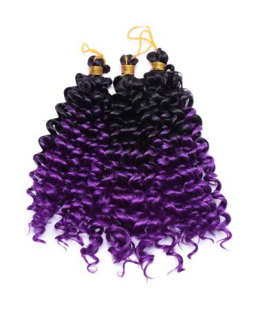 8inch Kinky Curly Braiding Hair -Black to Purple Marlybob Crochet Hair Extensions Weave Braids Synthetic Hairpiece