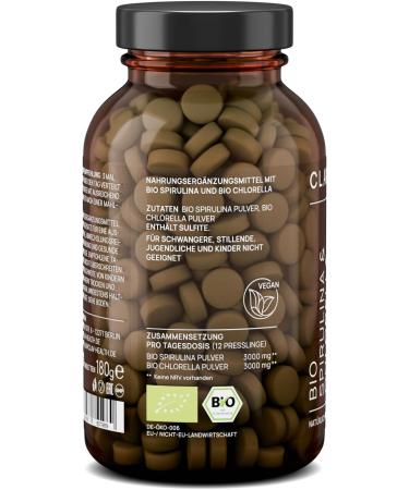 CLAV Organic Spirulina Chlorella 3000 mg - 360 Tablets - Buy Online on GoSupps.com