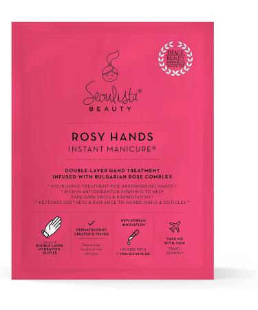Seoulista Beauty Rosy Hands Instant Manicure At Home - Hand Mask Treatment - Fade Dark Spots - Soothe and Hydrate Dry Skin, Aging & Cracked Hands with Vitamin C and Beeswax | Award Winning