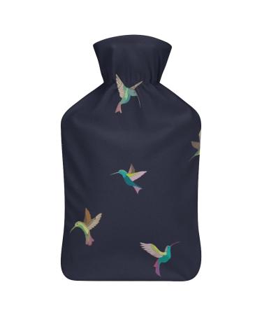 Hot Water Bottle With Lid Hummingbird And Birds Pattern Rubber Hot Water Bag For Pain Relief Cramps Foot Warmer Hot And Cold Therapy