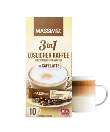 Massimo 3 in 1 Café Latte 160 instant coffee sticks of 12.5 g, soluble coffee powder, beverage powder with soluble coffee, sugar and coffee white