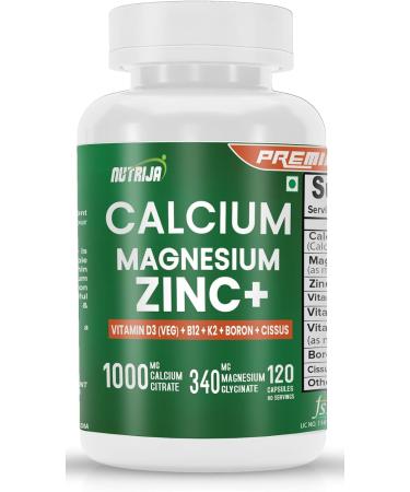 Calcium Magnesium Zinc with Vitamin D3 Boron K2 & B12 (120 Capsules)
