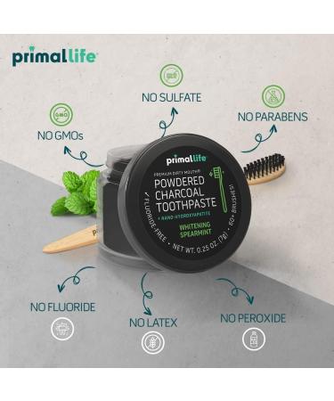 Primal Life Organics Dirty Mouth Toothpowder - Activated Charcoal Tooth Cleaning Powder with Essential Oils - Organic Vegan Formula - 0.25 oz (Black Spearmint) - Buy Online on GoSupps.com