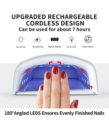 Rechargeable UV LED Nail Lamp with Automatic Sensor | Cordless Gel Nail Dryer for Fingernail & Toenail | 5 Timer Settings LCD Display - Buy Online on GoSupps.com