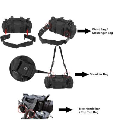 BraveHawk OUTDOORS Bike Handlebar Bag - Water Resistant 900D Nylon Oxford Waist Bag for Cycling - Black Medium - Buy Online on GoSupps.com