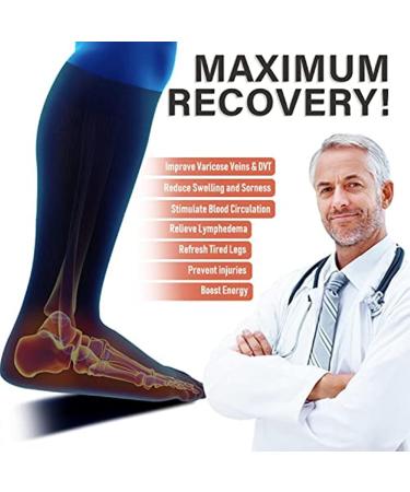 Cheeroyal Plus Size Compression Stockings for Men & Women - 20-30mmHG Wide Calf Knee Socks for Ultimate Support | Black 3XL - Buy Online on GoSupps.com