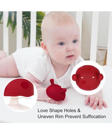 Baby Teething Toys for 3 Months+ Sucking Needs with Clip to Attach on Cloth. Mombella Baby Teethers for Infants Soft Silicone BPA Free Chew Toy for Babies Baby Show Gifts for Newborn Red - Buy Online on GoSupps.com