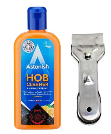 UKDD Astonish Hob Cleaner Original Ceramic Electric Halogen and Induction Hob Cream Cleaner 235ml & Metal Scraper