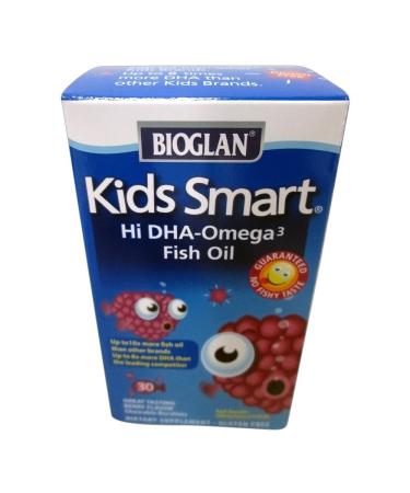 BioGlan Kids Smart Hi DHA Omega-3 Fish Oil Chewable Burstlets Berry 30 ea (3-pack)