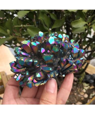 Specimen 200-210g Natural Metal Colour Aura Angel Crystal Cluster Titanium Coating Quartz Angel Cluster Stone Crystal Reiki - Buy Online on GoSupps.com