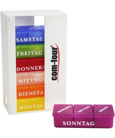 Buy Com-Four 7-Day Drug Doser | Weekly Pill Box for Morning Lunch & Evening | Tablet Organizer - White (001 Pieces) - International Shipping Available - Buy Online on GoSupps.com
