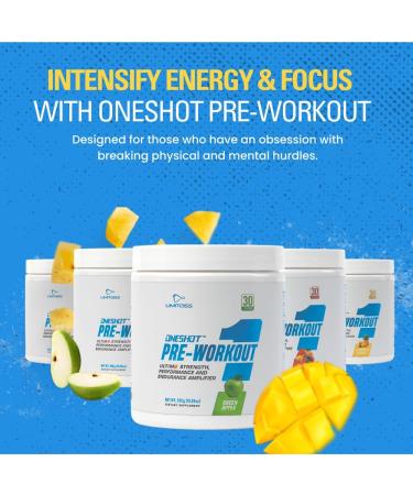ONESHOT Pre Workout Powder for Men & Women - BCAAs Caffeine Beta Alanine & Citrulline Malate - Pineapple Mango Flavor - 30 Servings - Fast International Shipping - Buy Online on GoSupps.com