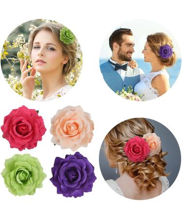 URAQT Flower Hairpin Flower Brooch 10 pieces Multicolor Rose Hair Barrette Accessories for Women Girls Party Beach Wedding - Buy Online on GoSupps.com